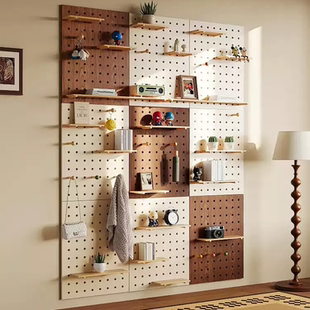 兔宝宝洞洞板置物架实木定制墙上造型墙配件壁挂木质隔板展示架子