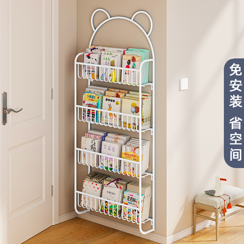 门后置物架儿童绘本架墙上小书架