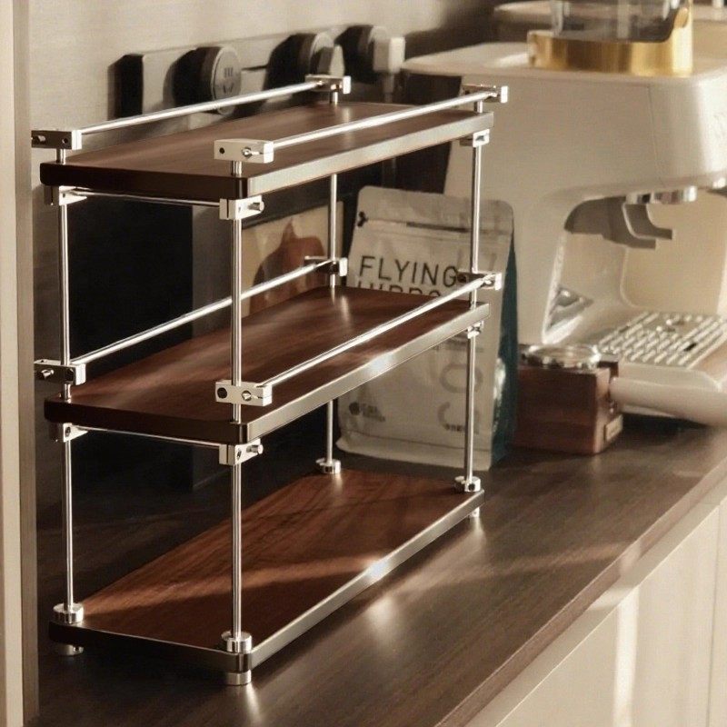 光轴置物架桌面实木小架子咖啡角杯架多层化妆品玄关柜中古收纳架,住宅家具,搁板/置物架/家用陈列架,淘宝优惠券,粉丝福利购,淘宝优惠卷