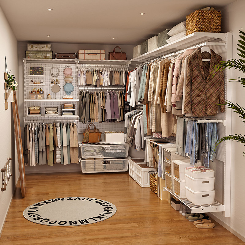 开放式衣柜家用卧室衣帽间简易新型金属货架收纳架全挂式墙上柜子,住宅家具,独立衣柜,淘宝优惠券,粉丝福利购,淘宝优惠卷