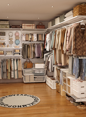 开放式衣柜家用卧室衣帽间简易新型金属货架收纳架全挂式墙上柜子