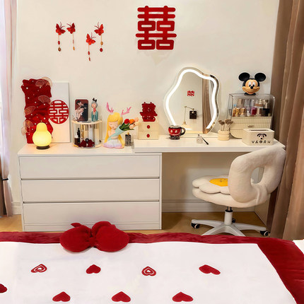 梳妆台斗柜一体婚房布置现代卧室简约书桌化妆台床尾柜电脑桌卧室