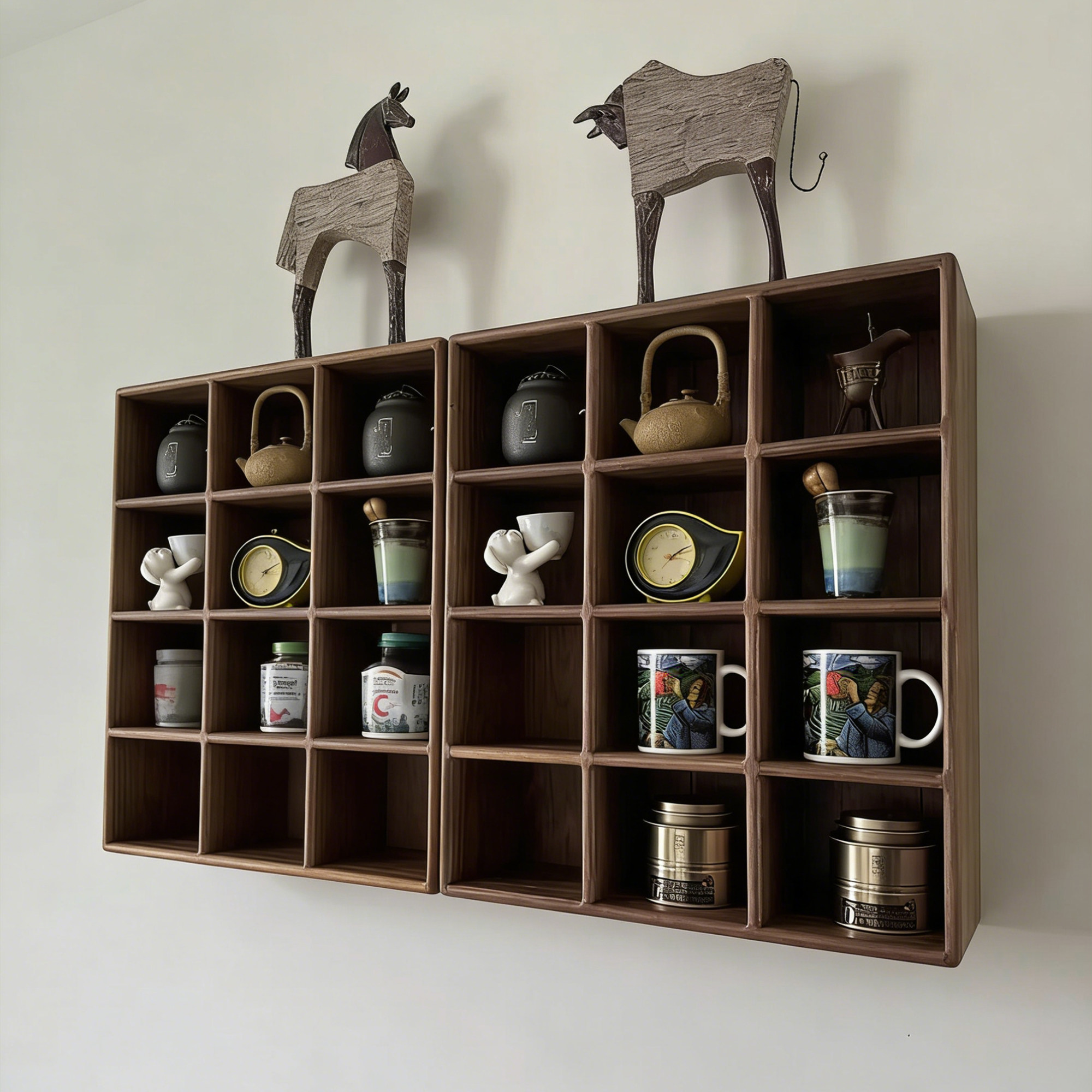 墙上置物架实木家用杯子收纳博古架壁挂格子架吊柜手办挂墙展示架,住宅家具,搁板/置物架/家用陈列架,淘宝优惠券,粉丝福利购,淘宝优惠卷