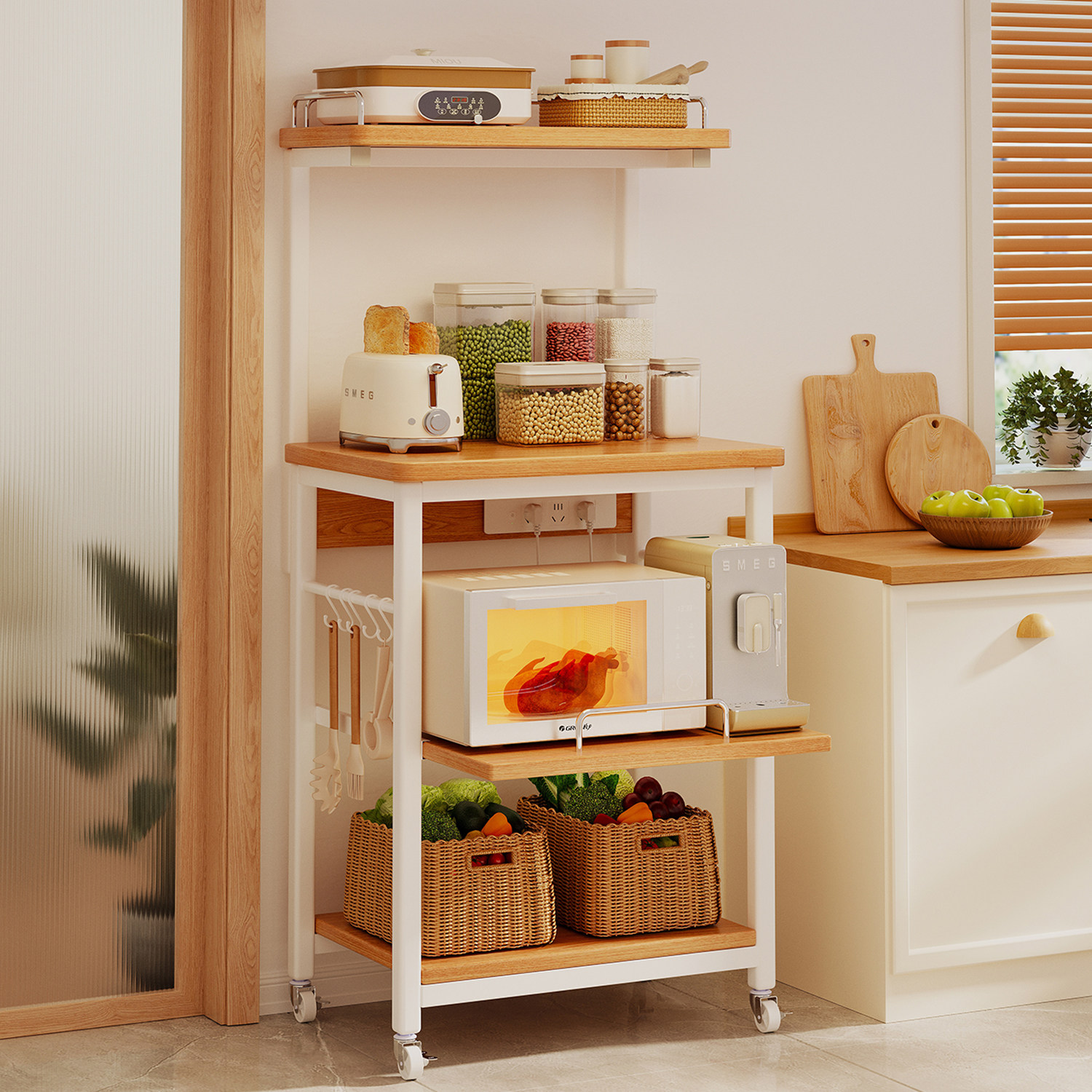 厨房置物架落地多功能电器微波炉收纳架子家用多层烤箱锅架储物架,厨房/烹饪用具,厨房置物架/置物柜/角架,淘宝优惠券,粉丝福利购,淘宝优惠卷