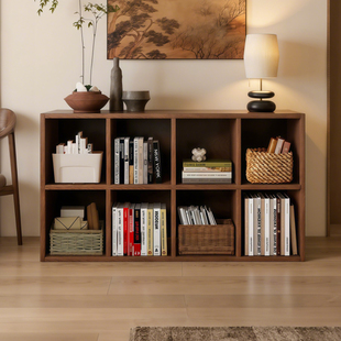 实木书柜储物柜一体靠墙宋式美学格子柜卡莱克柜新中式展示收纳柜