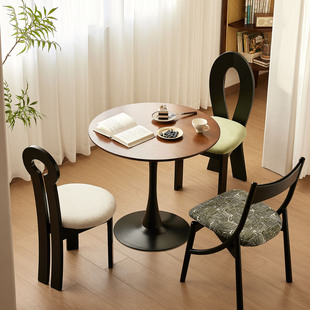 餐椅2025新款 复古椅子中古餐桌椅家用设计师靠背椅实木餐椅 椅法式