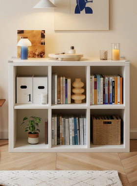 实木书架格子柜客厅落地置物架儿童收纳储物矮柜子靠墙展示书柜子