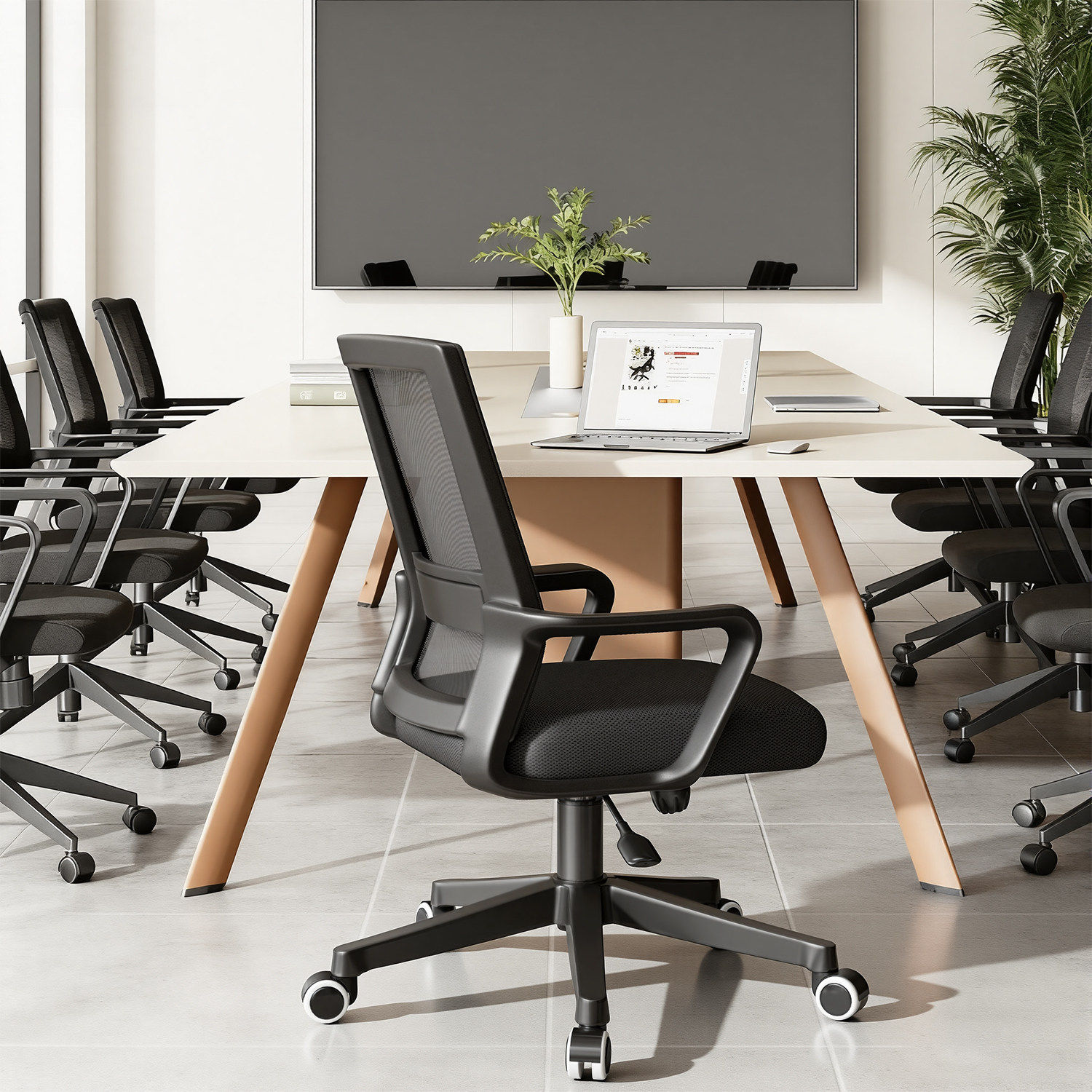 办公椅子员工椅舒适久坐结实耐用职员工位会议室工作靠背升降转椅