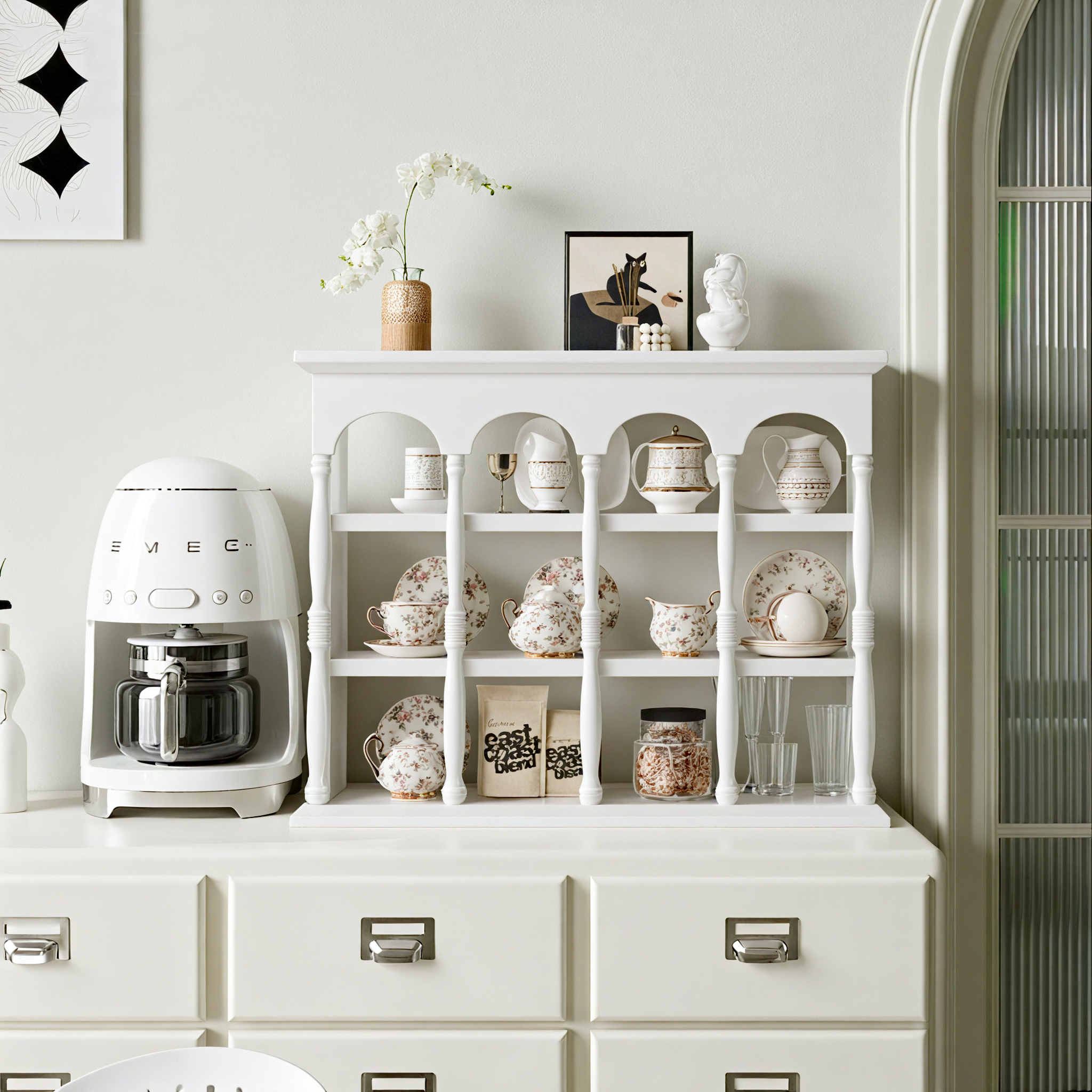 法式复古北欧白色杯子收纳置物架