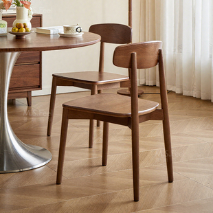 实木中古风复古餐椅家用餐桌凳子2025新款吃饭木头椅子休闲洽谈椅
