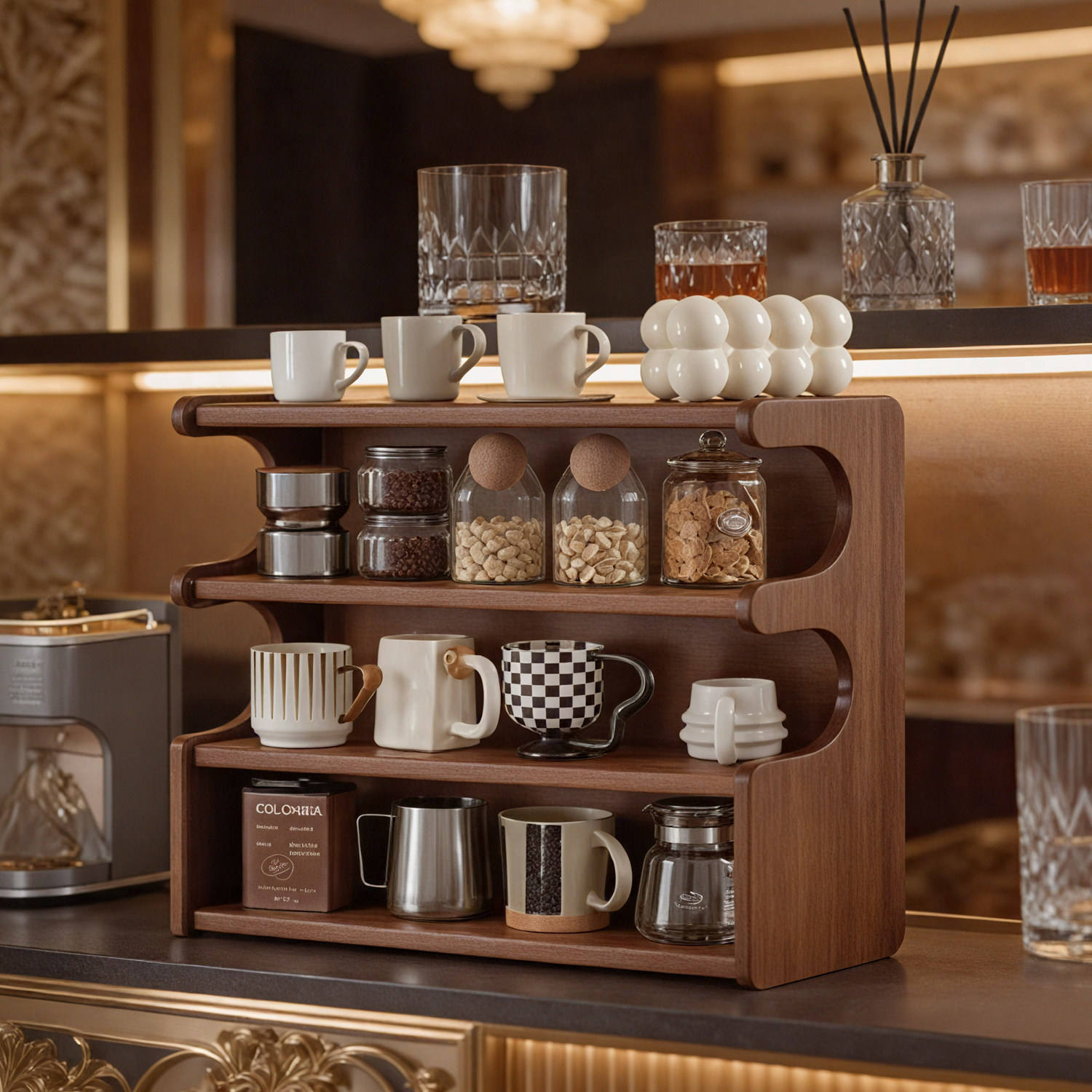 实木杯架咖啡角置物架化妆品储物架高级感轻奢餐边柜台面杯子收纳,家庭/个人清洁工具,杯架,淘宝优惠券,粉丝福利购,淘宝优惠卷