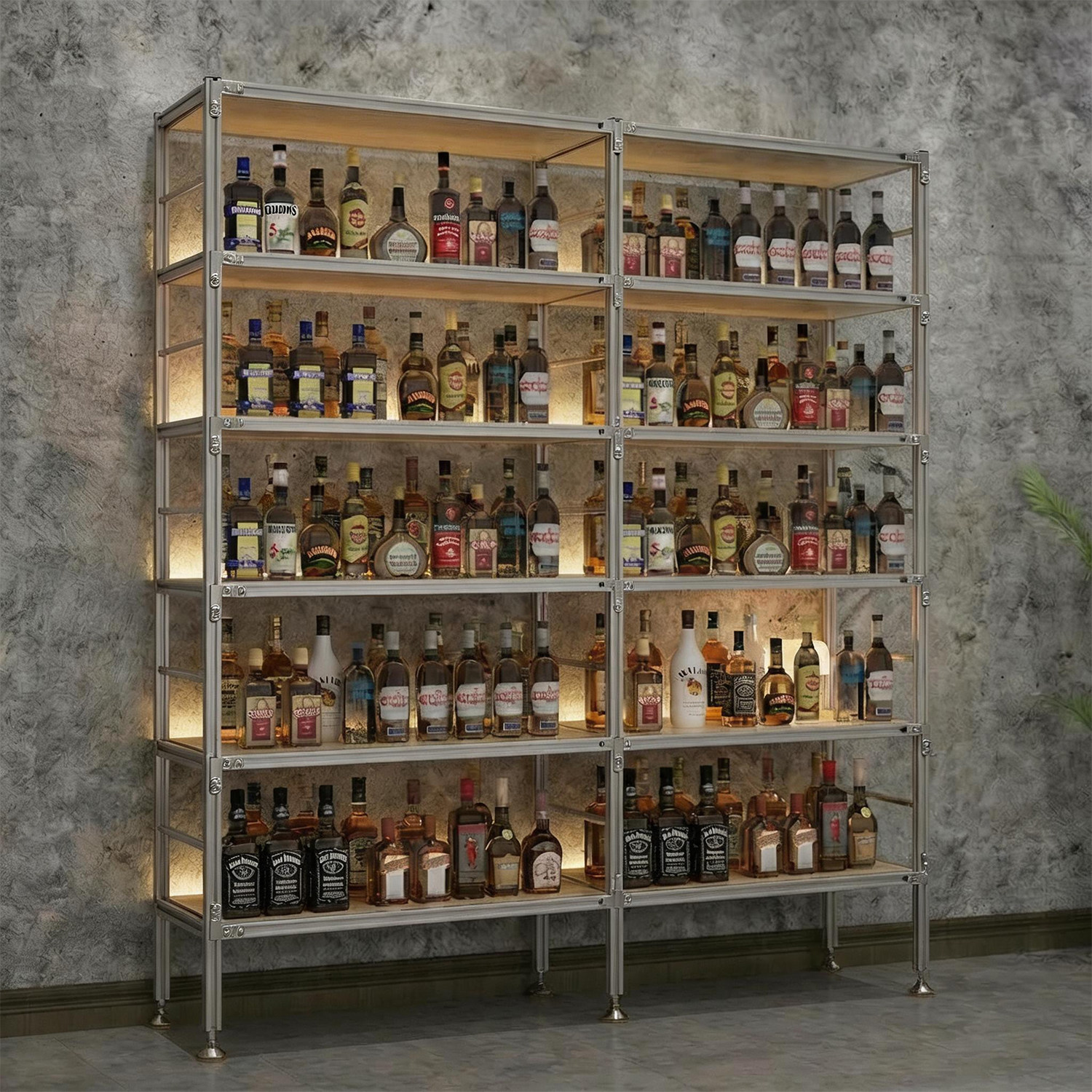 酒吧落地架多层架餐厅靠墙置物架红酒啤酒洋酒吧台铝型材展示架子