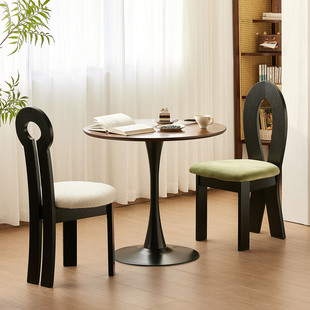 法式 餐椅 复古椅子人鱼钥匙椅中古餐桌椅家用设计师靠背椅实木新款