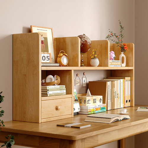 【加厚实木】桌面书架书桌上收纳