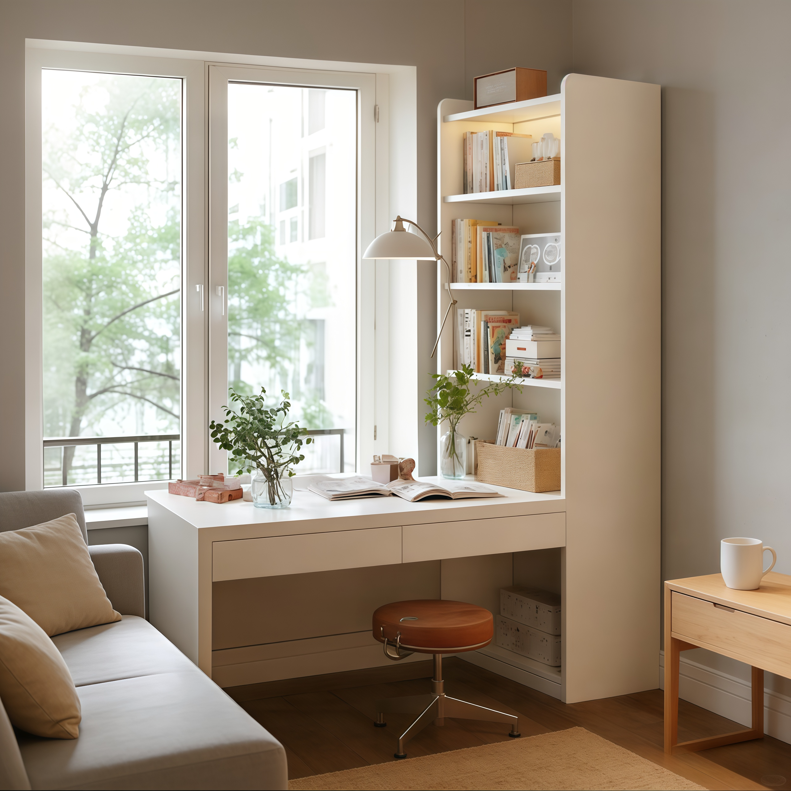 转角书桌实木家用书架靠墙一体转角书桌多层储物书柜卧室电脑桌子,住宅家具,电脑桌,淘宝优惠券,粉丝福利购,淘宝优惠卷