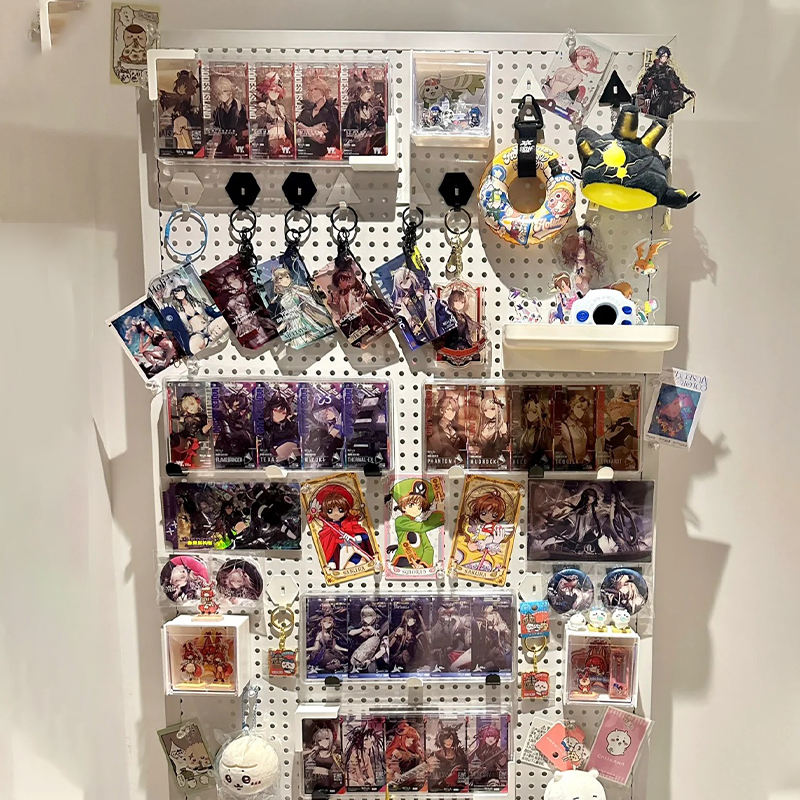 洞洞板置物架墙面免打孔谷子展示宿舍桌面壁挂式收纳架子金属痛墙