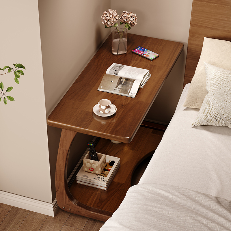 中古风全实木可移动极窄床头柜