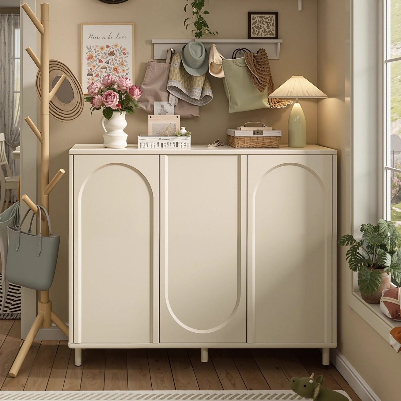 鞋柜入户门口家用奶油风2025爆款室内大容量一体靠墙收纳柜新鞋架,住宅家具,鞋柜,淘宝优惠券,粉丝福利购,淘宝优惠卷