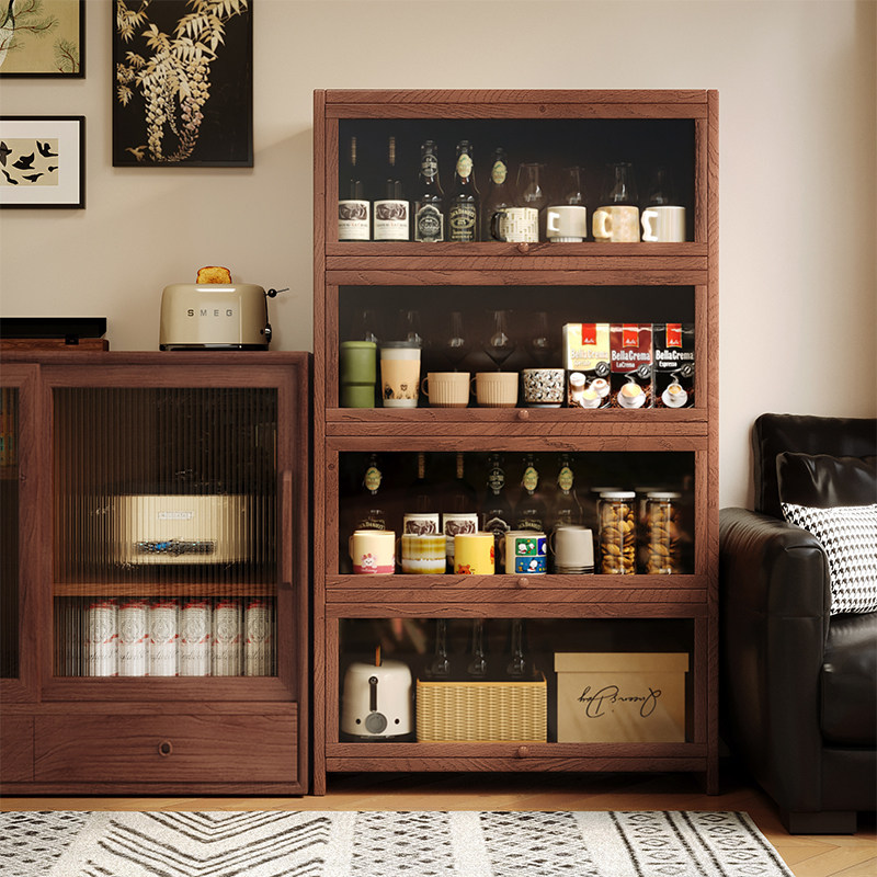 中古风实木杯架咖啡杯水杯茶杯收纳放置柜防尘储物柜靠墙餐桌边柜,住宅家具,书架,淘宝优惠券,粉丝福利购,淘宝优惠卷