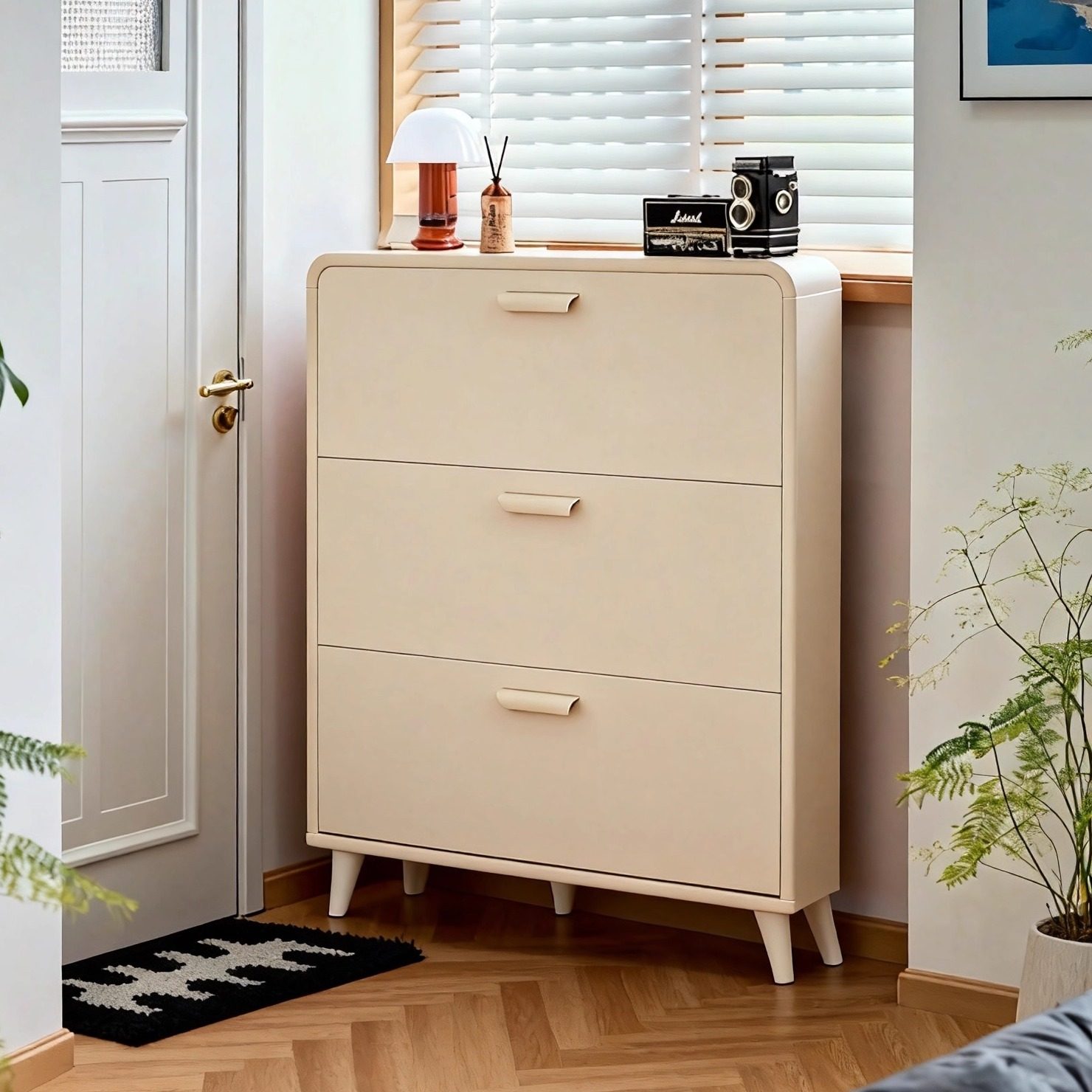 鞋柜超薄家用门口2025新款爆款高档奶油风入户走廊玄关窄翻斗鞋架,住宅家具,鞋柜,淘宝优惠券,粉丝福利购,淘宝优惠卷