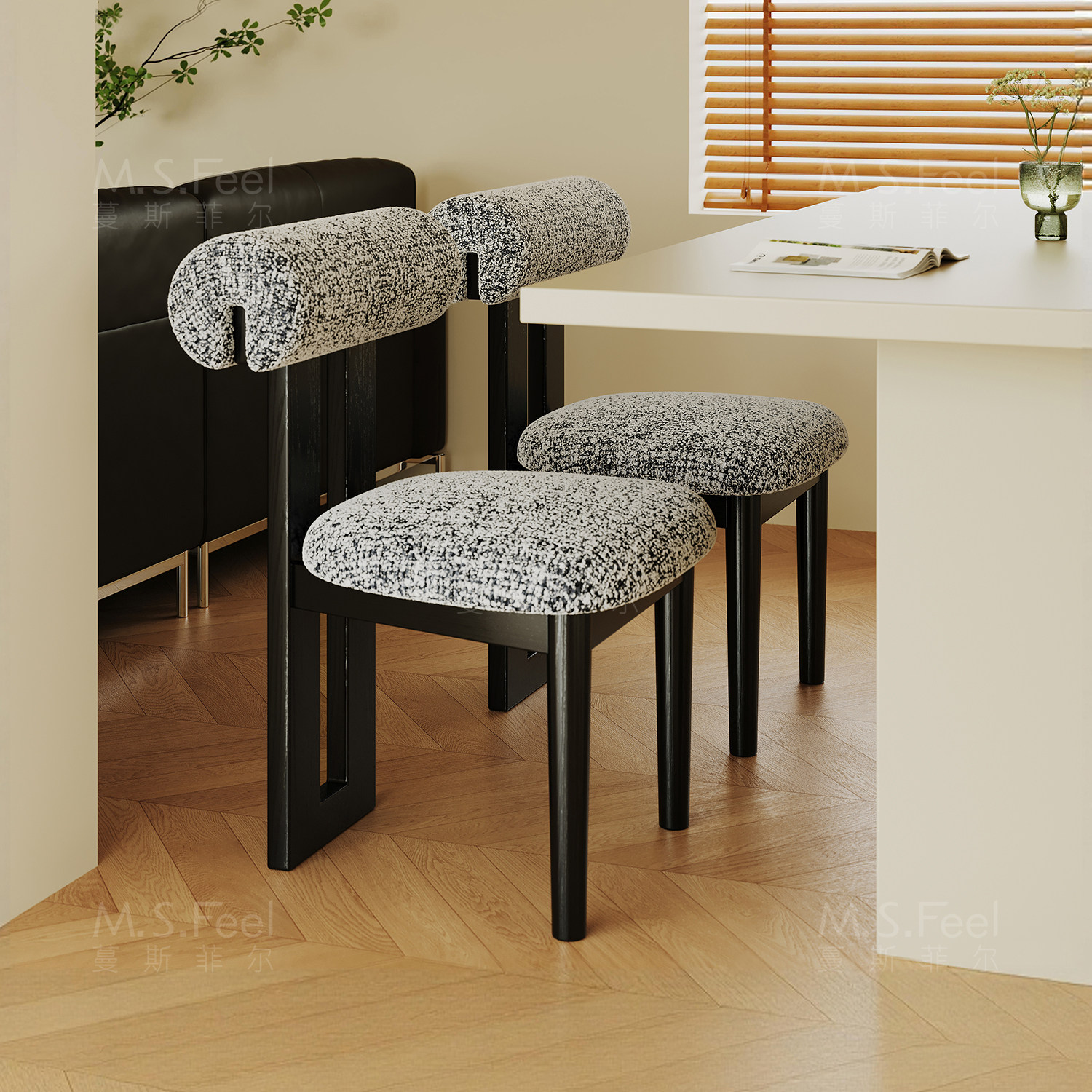 白蜡木实木餐椅家用河马椅餐桌椅法式化妆凳靠背椅中古岛台椅子,住宅家具,餐椅,淘宝优惠券,粉丝福利购,淘宝优惠卷