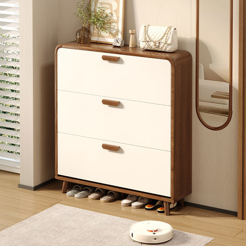 2024新款原木风门后超薄鞋柜