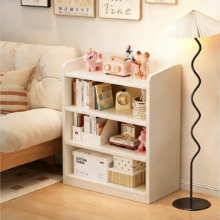实木置物架落地矮书架家用客厅沙发侧边柜靠墙一体收纳储物柜书柜