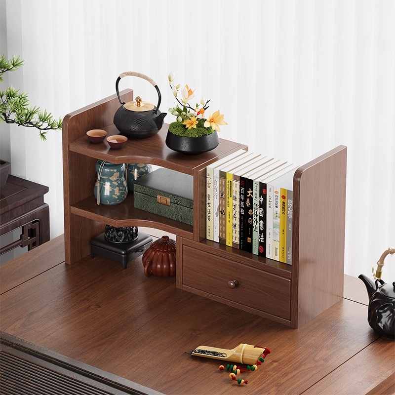 全实木桌面置物架可伸缩书架
