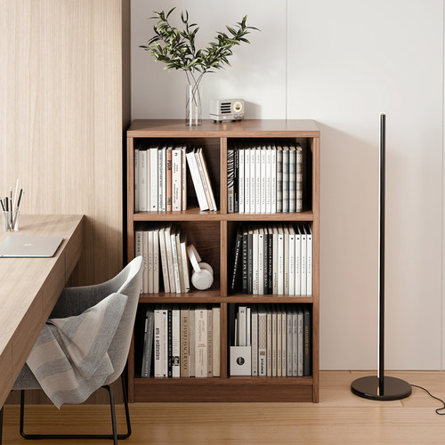 书桌旁小书架客厅收纳柜储物柜靠墙一体落地矮柜子格子柜学生书柜