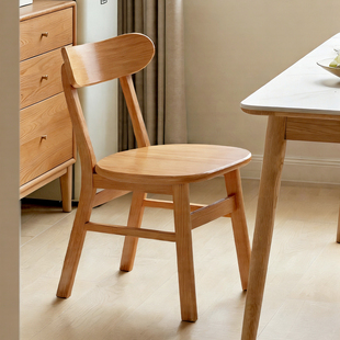 餐椅家用2025新款全实木靠背椅子餐厅吃饭木头凳子客厅原木餐桌椅