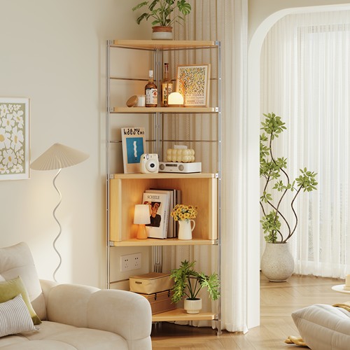 原木奶油风转角柜角落三角柜E0级