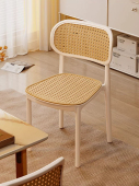 北欧藤编塑料椅子家用餐椅靠背凳子简约现代可叠放休闲洽谈书桌椅