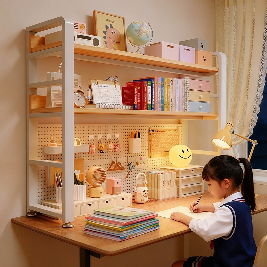 桌面洞洞板学生桌上书架收纳架