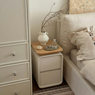 实木床头柜原木奶油风小型超窄家用卧室2026新款高级轻奢置物柜