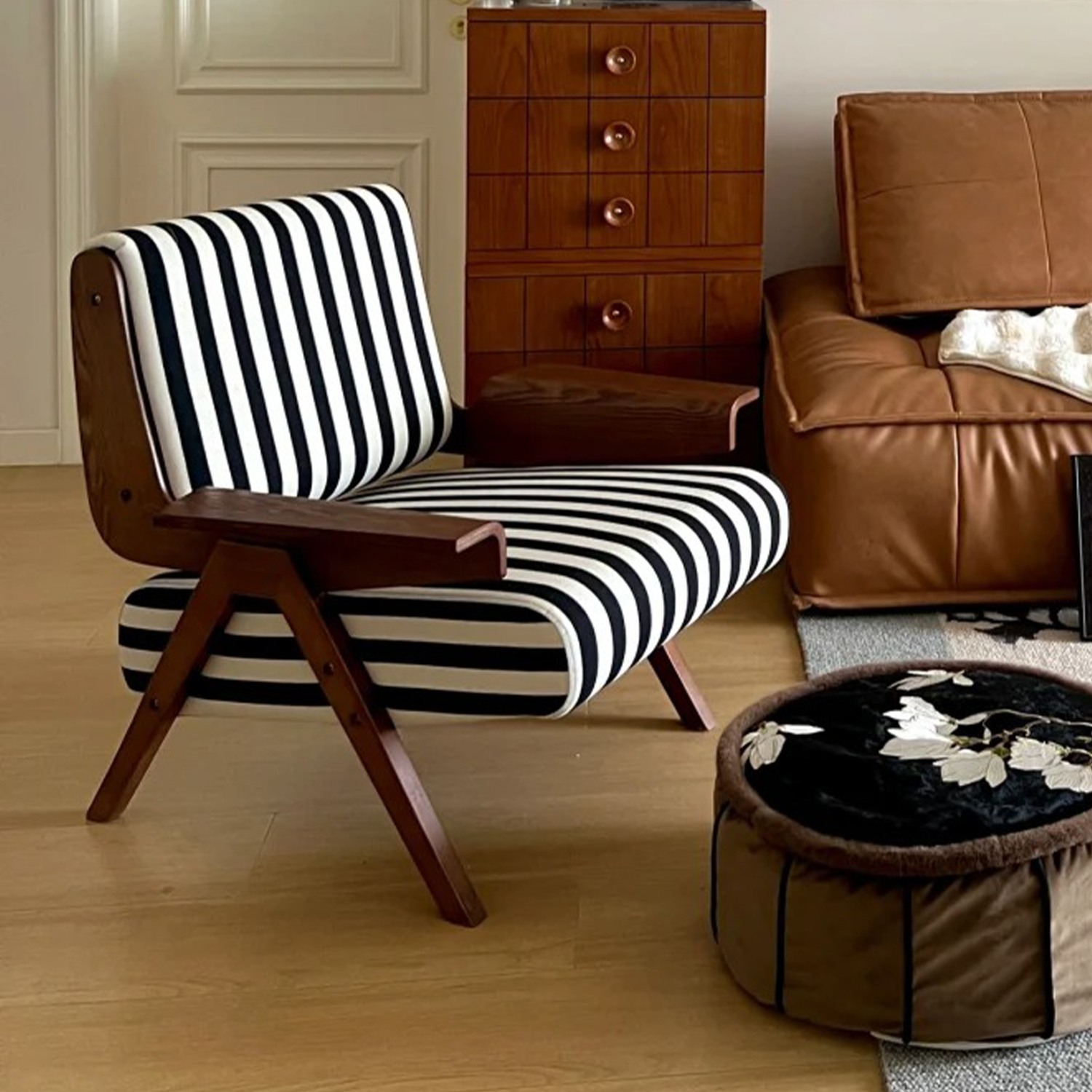 法式单人实木餐椅中古风