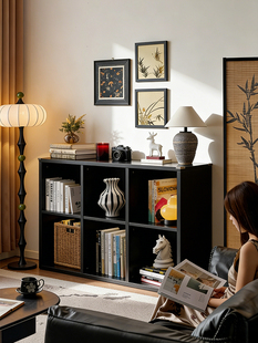 卡莱克格子柜实木书架落地置物架客厅储物一体靠墙多层展示小书柜