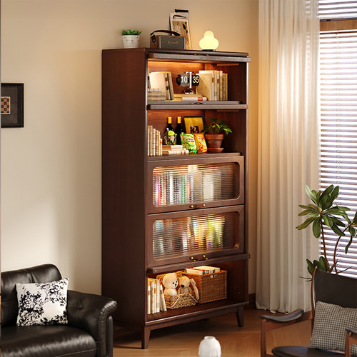 进口FAS级橡胶木带门防尘书柜