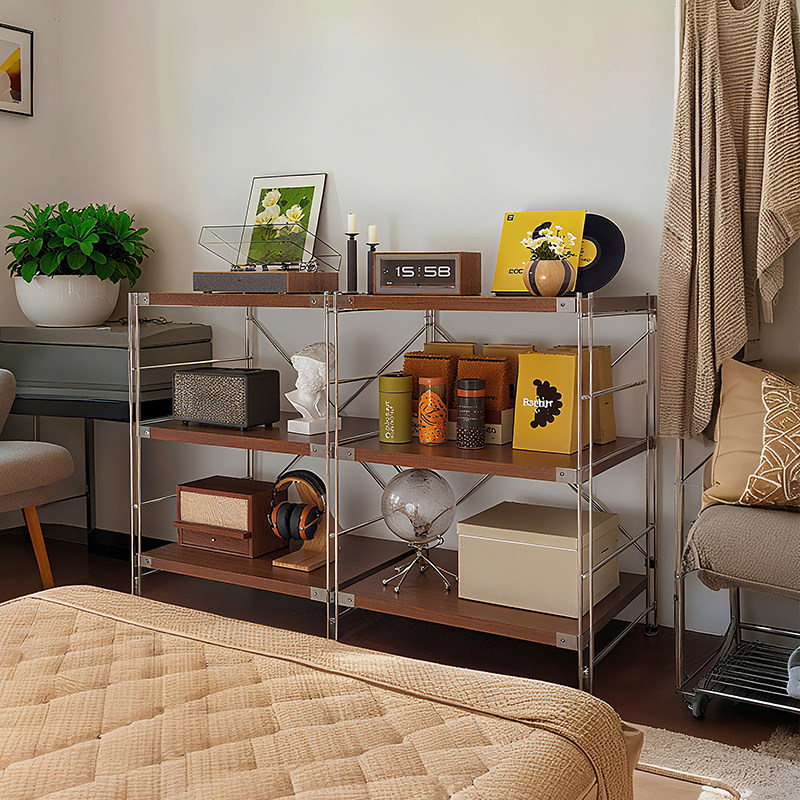 中古风床尾置物架落地展示柜家用卧室光轴多层储物窄缝长条收纳架,住宅家具,搁板/置物架/家用陈列架,淘宝优惠券,粉丝福利购,淘宝优惠卷