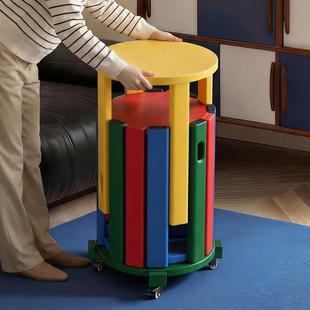 实木凳子家用可叠放组合收纳凳叠叠乐待客备用凳餐桌凳可堆叠圆凳