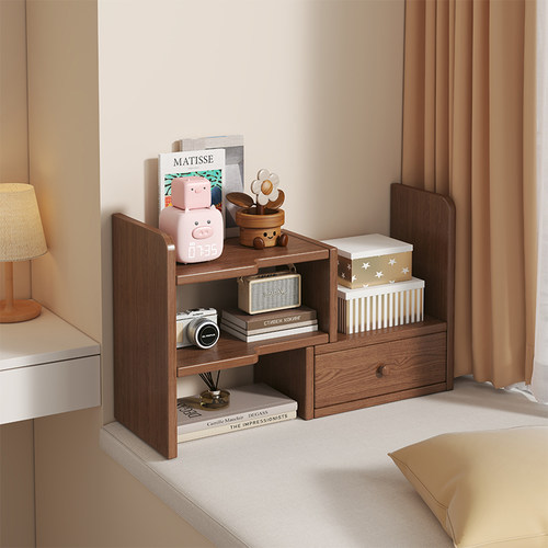 全实木飘窗置物架可伸缩书架