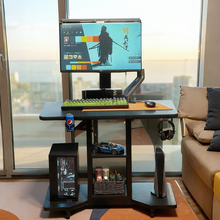 实木小型电脑桌台式家用电竞桌可放主机客厅移动小桌子床边洞洞板