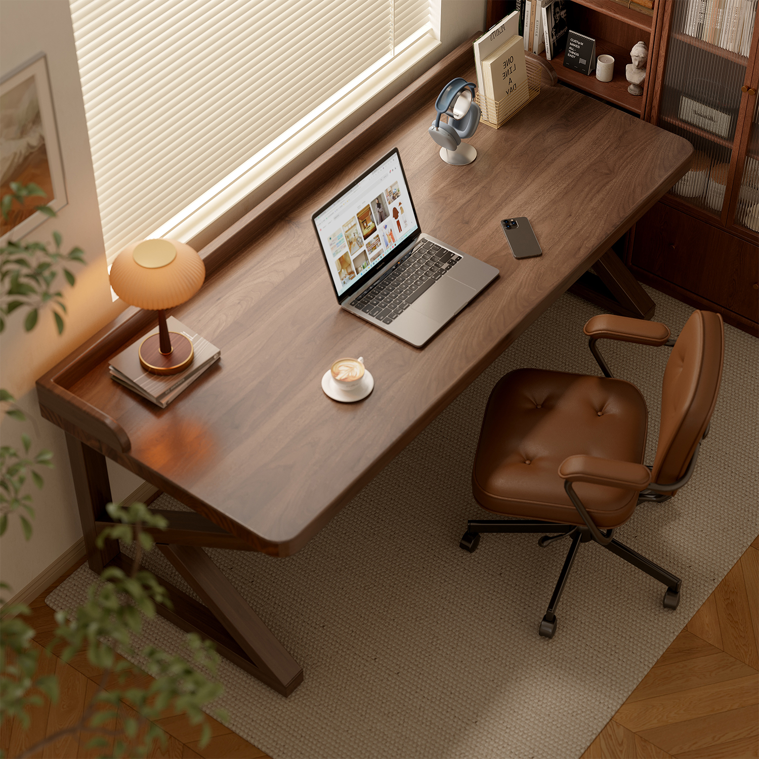 实木书桌中古风家用大板桌写字桌