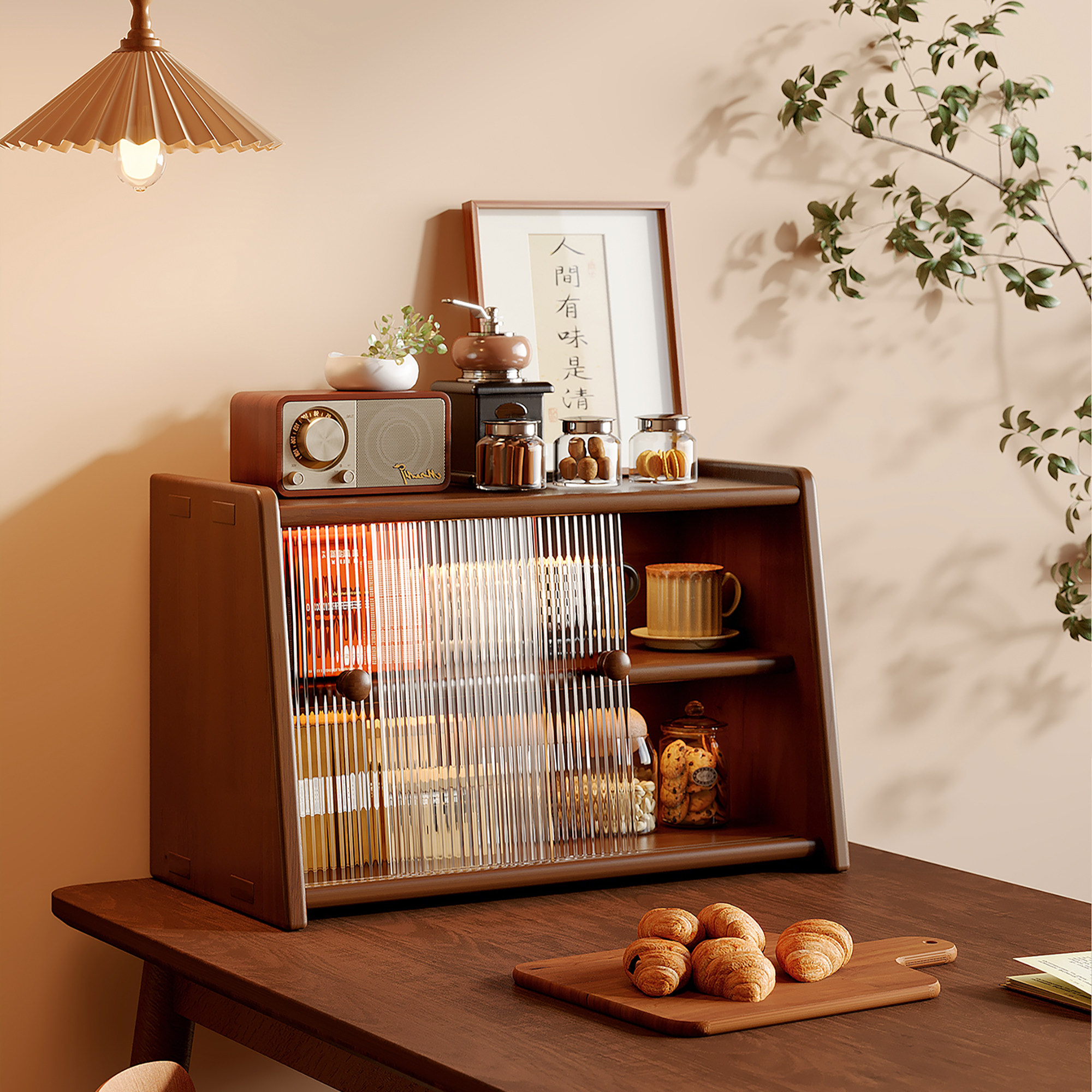 实木餐桌上收纳置物架防尘杯架台面收纳展示架咖啡杯架桌上储物柜,住宅家具,搁板/置物架/家用陈列架,淘宝优惠券,粉丝福利购,淘宝优惠卷