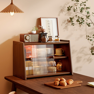 实木餐桌上收纳置物架防尘杯架台面收纳展示架咖啡杯架桌上储物柜