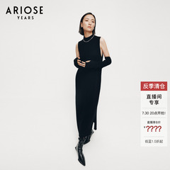 艾诺丝雅诗 100%绵羊毛半高领无袖针织连衣裙女2024冬季31219880