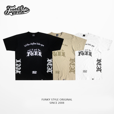 FUNKYSTYLE原创宽松OVERSIZE纯棉HIPHOP美式街头做旧水洗短袖T恤