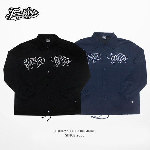 FunkyStyle秋冬国潮百搭bboy嘻哈外套情侣复古奇卡诺街舞教练夹克