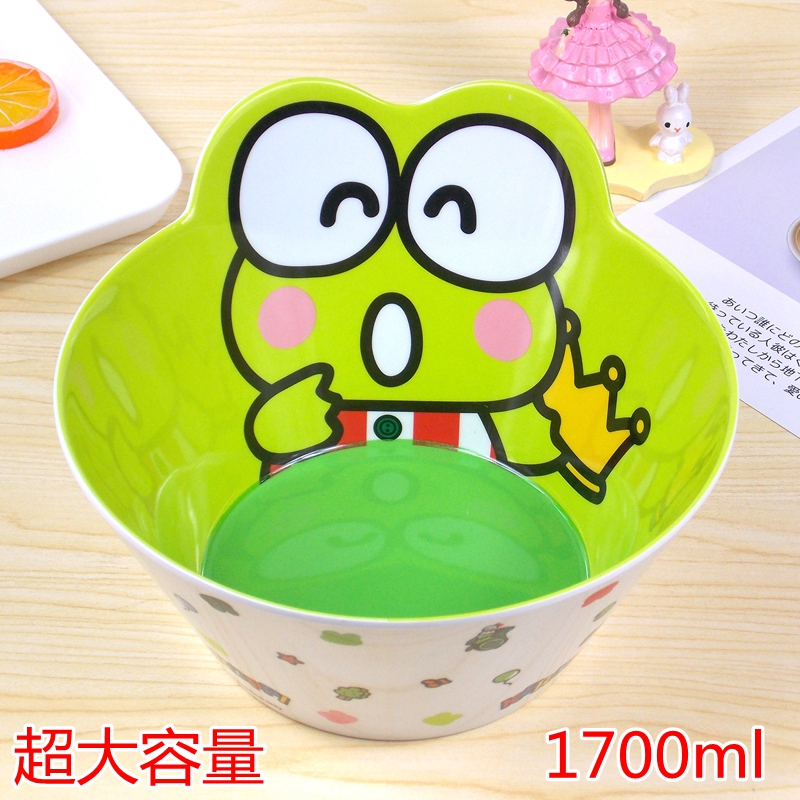 出口日单创意keroppi大眼蛙卡通面碗大容量密胺碗可爱水果沙拉碗
