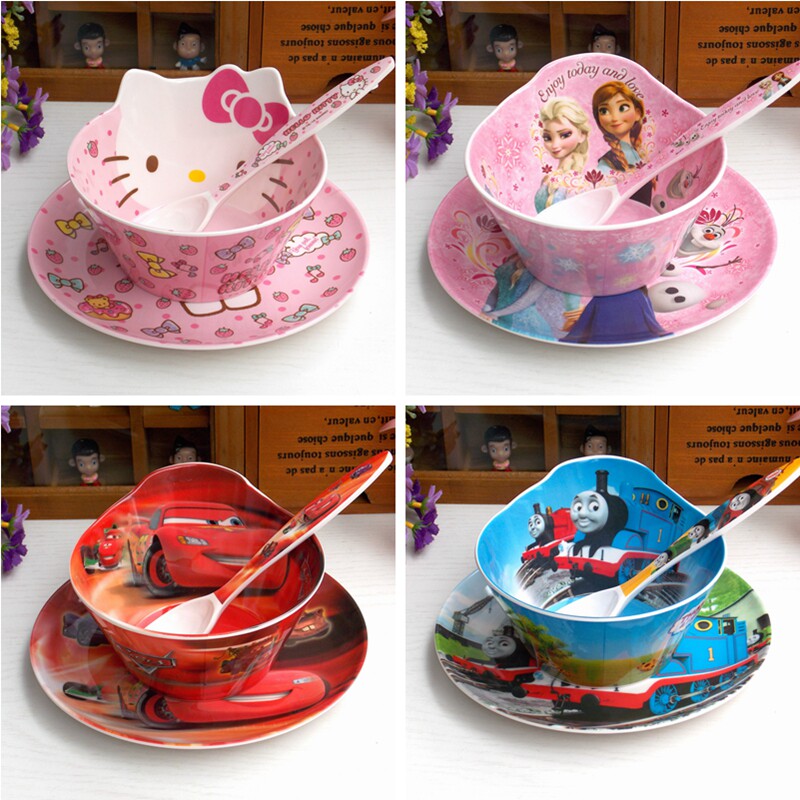 可爱KT托马斯密胺儿童餐具套装宝宝防摔辅食碗家用汤碗吃饭碗餐盘