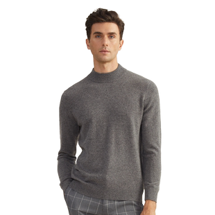 圣雪绒23秋冬新款男半高领纯色混纺羊绒衫基础款长袖套头针织衫